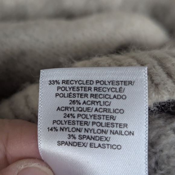 Lucky Brand Sweater XL Cream/Gray/Yellow Crewneck Fuzzy - Picture 6 of 11